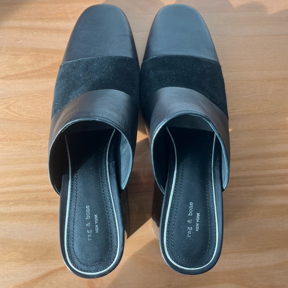 Black rag & bone MILLIE Mules with Acrylic Block Heel - Picture 6 of 7